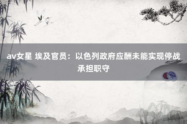 av女星 埃及官员：以色列政府应酬未能实现停战承担职守