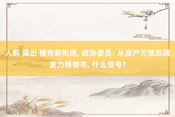 人前 露出 楼市新机遇, 政协委员: 从资产欠债双端发力稳楼市, 什么信号?