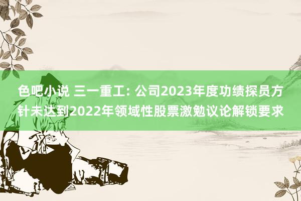 色吧小说 三一重工: 公司2023年度功绩探员方针未达到2022年领域性股票激勉议论解锁要求