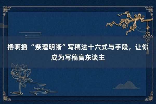 撸啊撸 “条理明晰”写稿法十六式与手段，让你成为写稿高东谈主