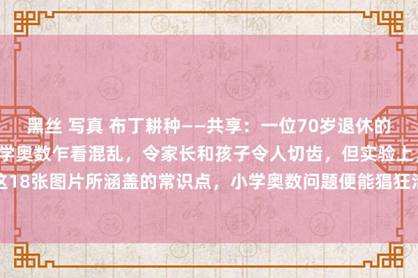 黑丝 写真 布丁耕种——共享：一位70岁退休的小学特级锻练直言：“小学奥数乍看混乱，令家长和孩子令人切齿，但实验上，唯一掌捏了这18张图片所涵盖的常识点，小学奥数问题便能猖狂治丝益棼，根柢无需销耗大王人资产去...